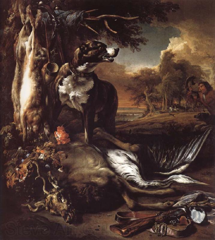 Jan Weenix A Deerhound with Dead Game and Implements of the Chase